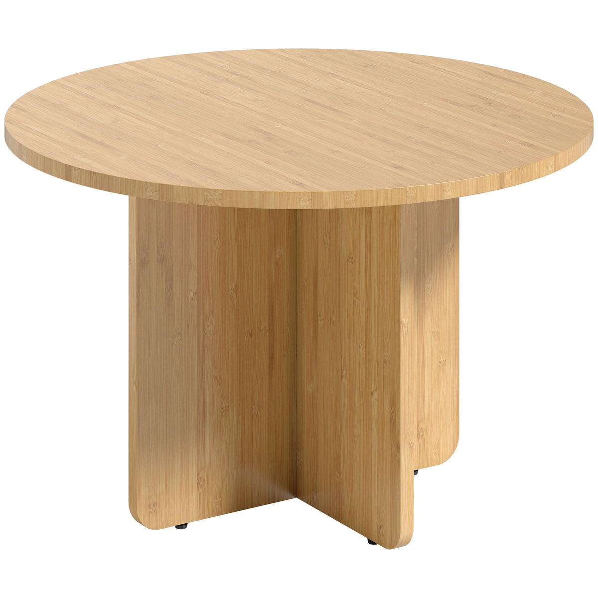 Round coffee table, bamboo living room table with cross-base, natural