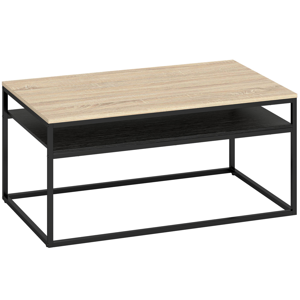Coffee table with storage shelf, modern industrial style, living room table for living room, bedroom, 100 x 59.8