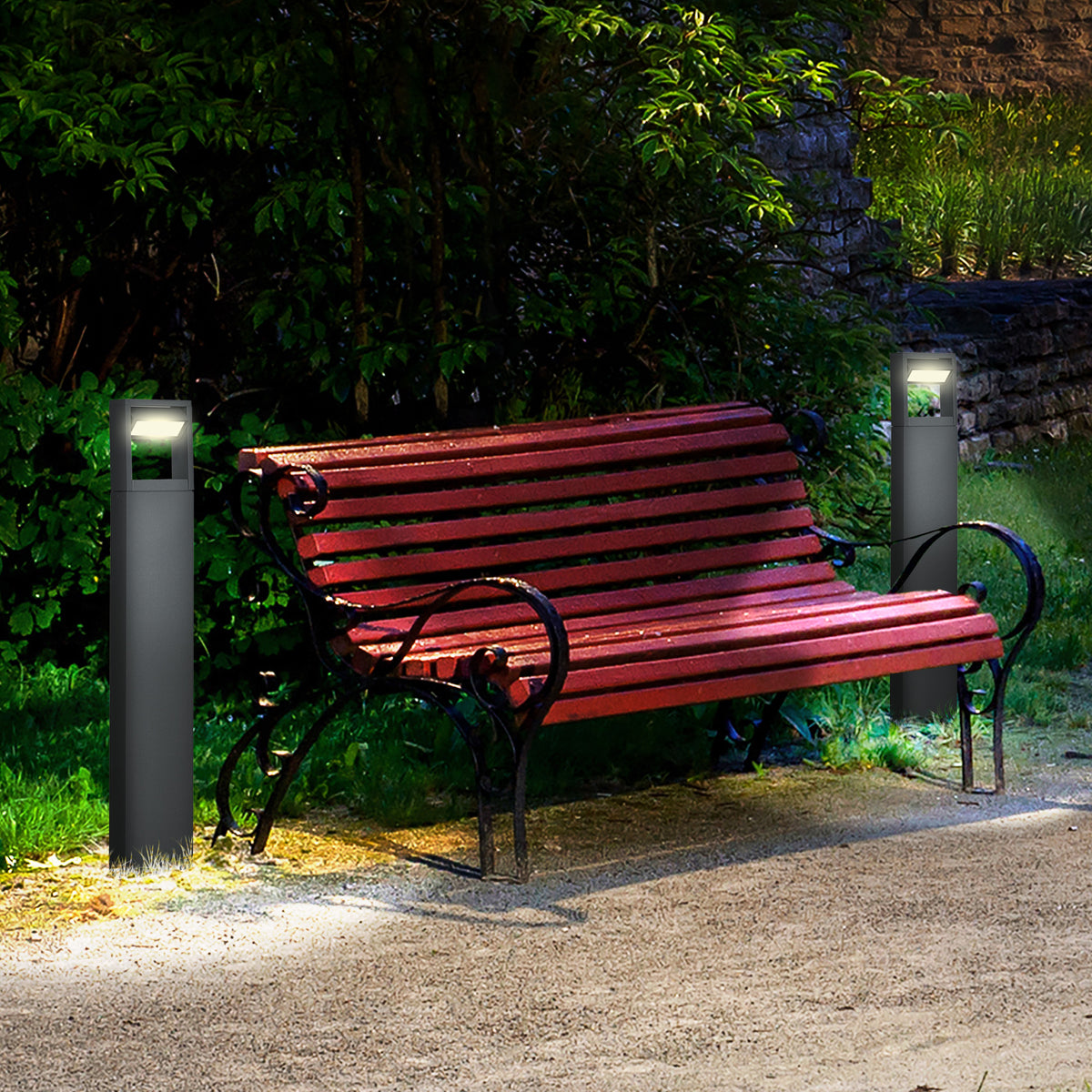 Garden lamp, path light, post light with LEDs, weatherproof, 16cm x 5cm x 90cm, dark gray (2)