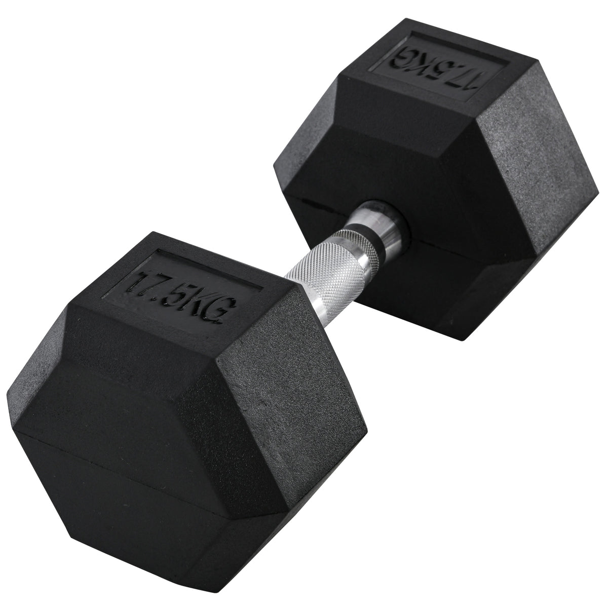 Dumbbell, 17.5 kg dumbbell, weight, anti-slip grip, black + silver