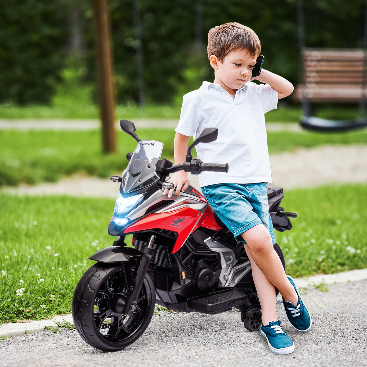 Electric motorcycle for kids, Honda, 3 km/h, music & lights, 3-6 years, up to 30 kg, red (2)