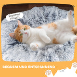 Cat tunnel, plush fabric, cushion, foldable, metal frame, cat cave, light gray (5)