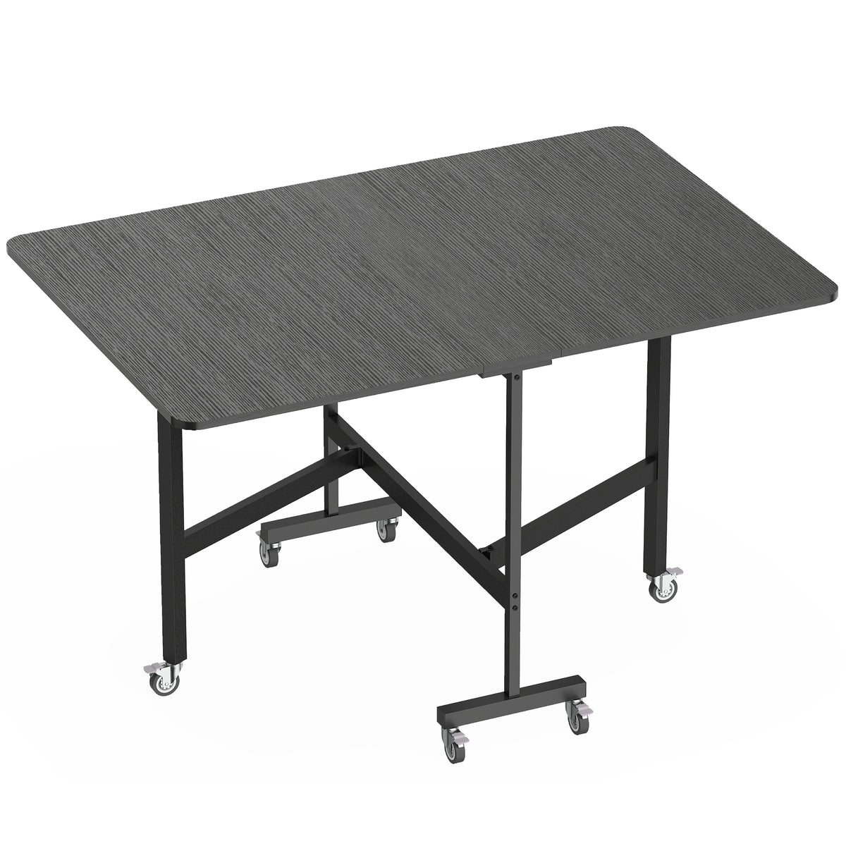 Foldable Dining Table, Kitchen Table for 4-6 People with 6 Wheels, Mobile Folding Table for Small Spaces