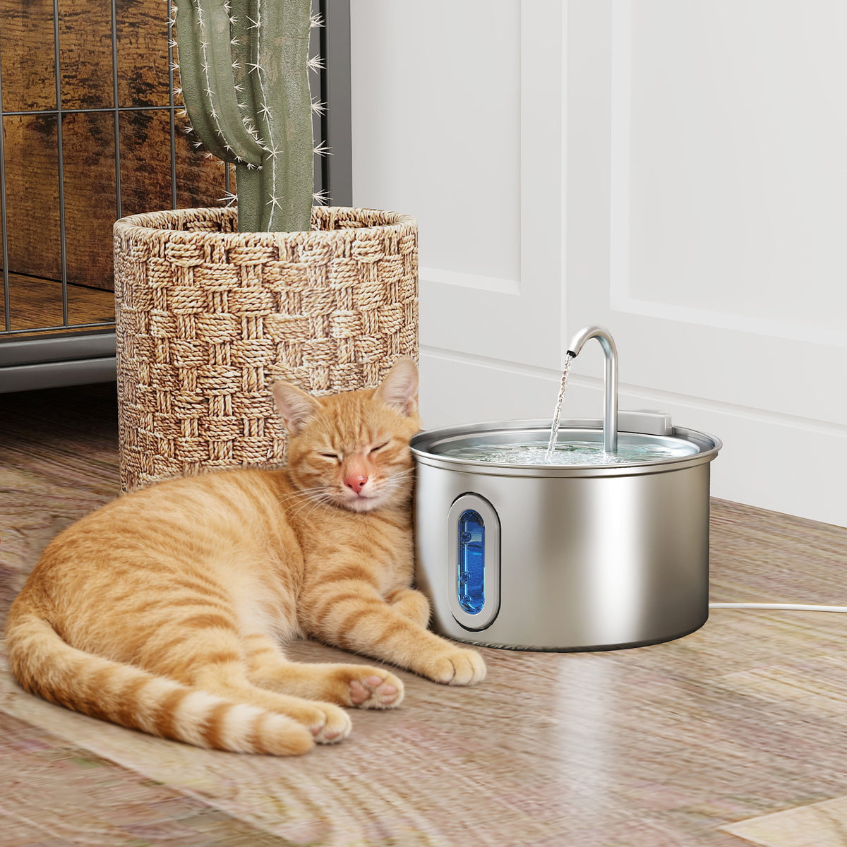 Cat fountain 2.5L water fountain for cats with quiet pump LED activated carbon filter 19.4 x 19.4 x 18.7 cm (2)