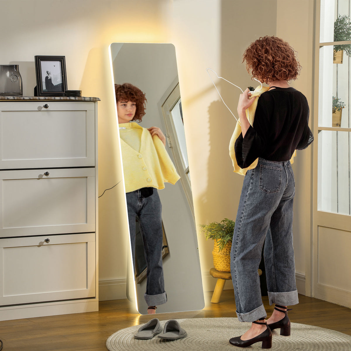 LED full-length mirror, touch control, dimmable, frameless, 40 x 150 cm (2)