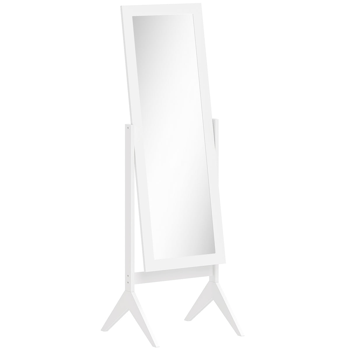 Full-length Floor Mirror Makeup Mirror Raised Feet Easy-care MDF White 47 x 46 x 148 cm