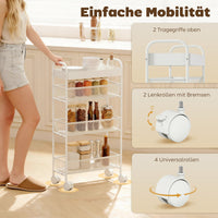 Metal kitchen trolley, 3 baskets, narrow design, 4 wheels, for kitchen, living room, bathroom, white (7)