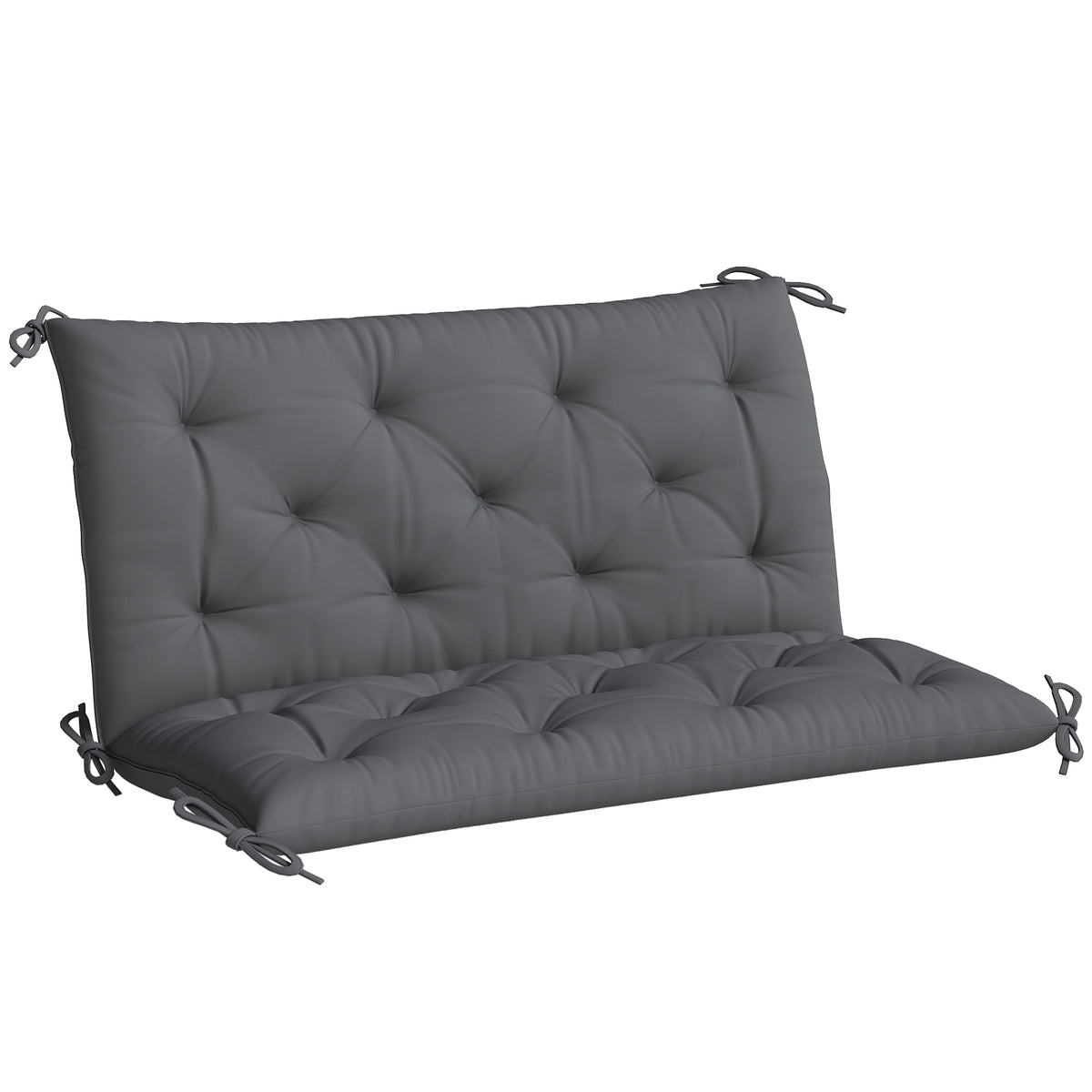 Water-repellent bench cushion set for garden bench or porch swing, back and seat pad, 100 x 98 x 8 cm, dark grey