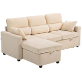 Adjustable sofa bed, L-shaped guest sofa with sleeper function, storage space, cushions, for living room, guest