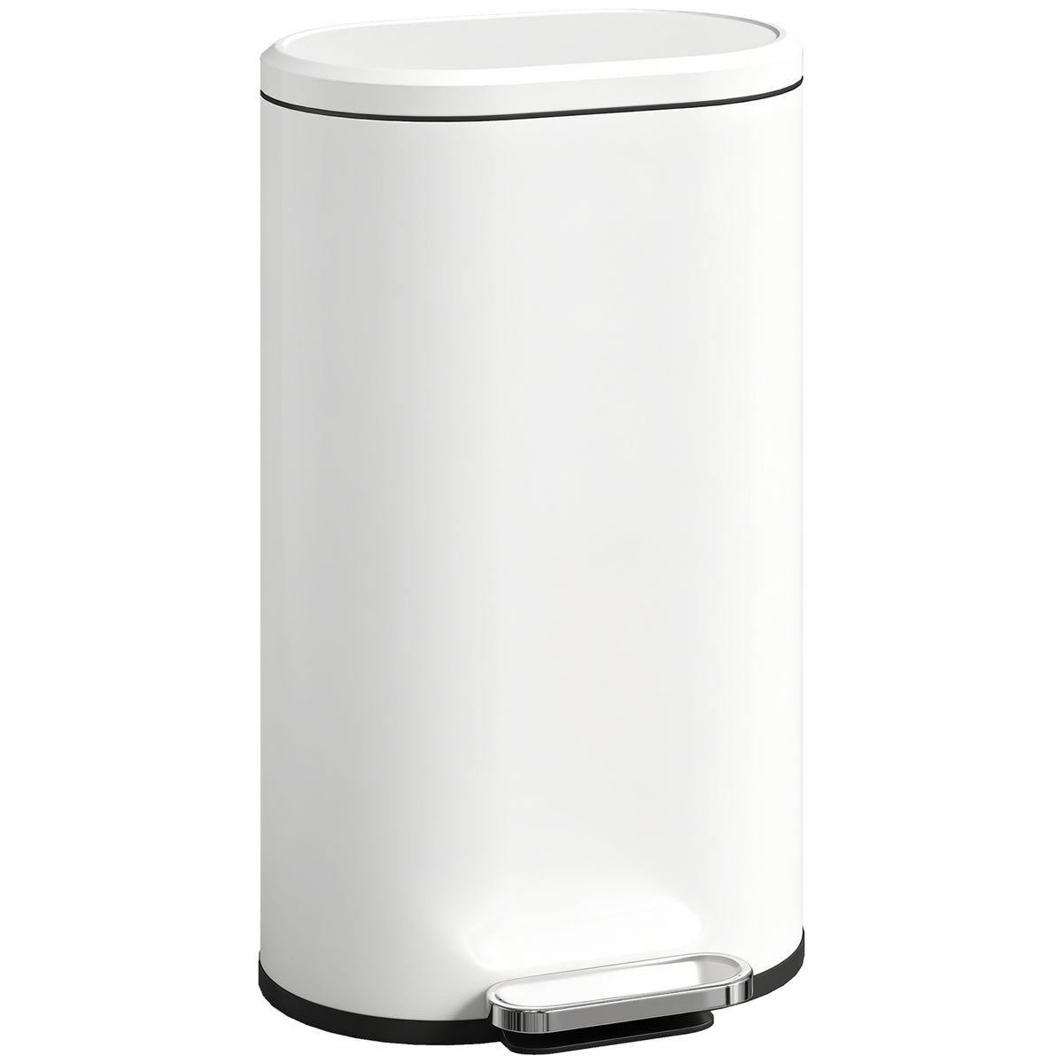 Kitchen Trash Can 30 Liter Step Bin with Soft-Close Lid, Metal Pedal, Cream White, 36.5 x 31 x 61 cm