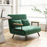 Sofa bed, 2-seater sofa, velvet sofa, sleeping function, incl. 2 cushions, velvet look, nature + green (2)