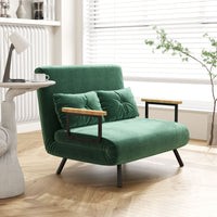 Sofa bed, 2-seater sofa, velvet sofa, sleeping function, incl. 2 cushions, velvet look, nature + green (2)