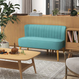 Retro design 2-seater sofa, wooden legs, 117 cm x 56.5 cm x 77 cm, green (2)