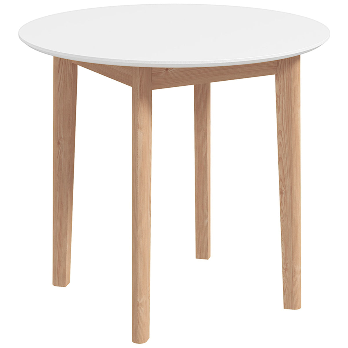 Dining table, kitchen table, round table, Scandi design, 75 cm x 75 cm x 76 cm, white + natural