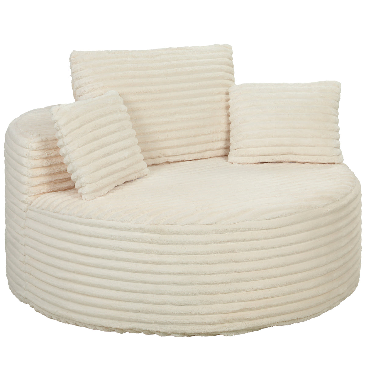 Armchair with deep seat, individual sofa without a rigid frame, all-foam design, 4 cushions, cream white