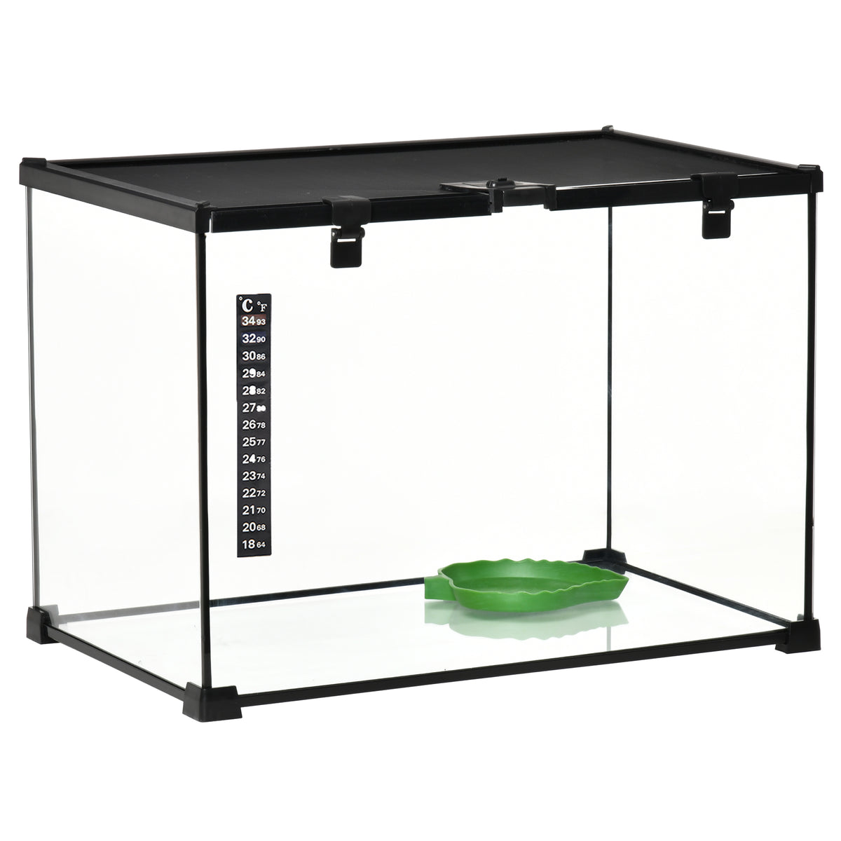 Reptile Terrarium Feeding Box Glass Terrarium for Amphibians and Arachnids with Thermometer Reptile Breeding Box