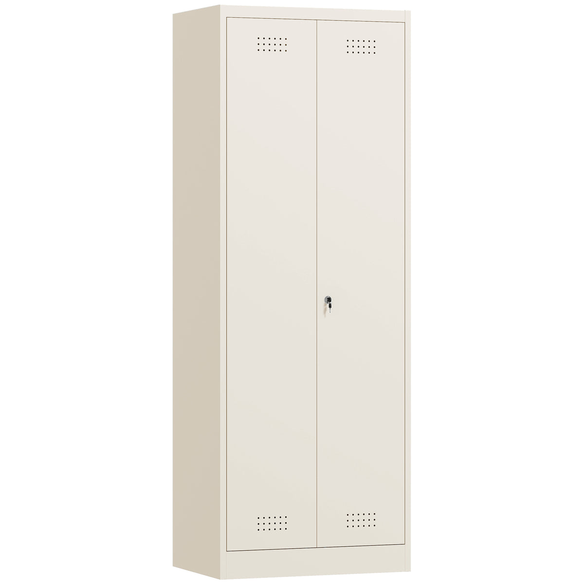 Broom Cabinet Multipurpose Steel Storage Cabinet with Vacuum Compartment & Adjustable Shelves 60 x 40 x 165 cm