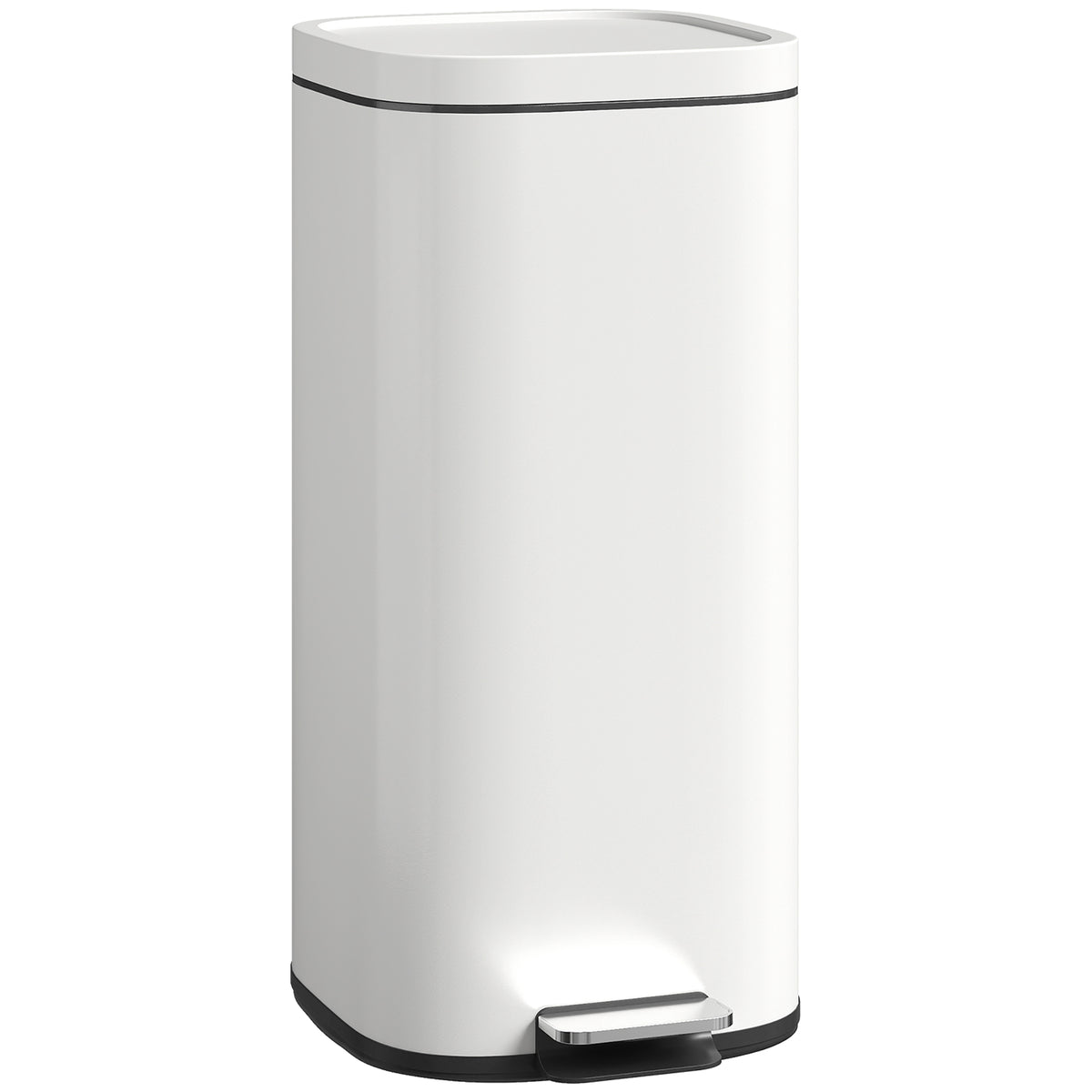 30L Kitchen Trash Can Pedal Bin with Lid, Soft-Close and Stay-Open Function for Kitchen, Home