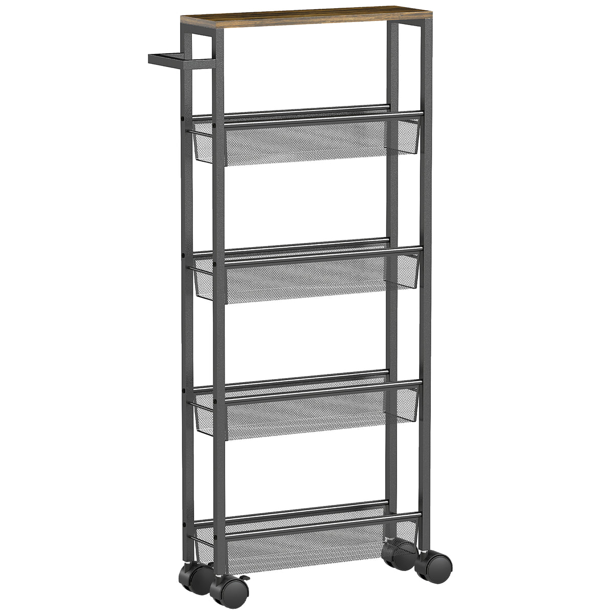 Kitchen Trolley Serving Cart with 5 Tiers, Rolling Cart Kitchen Shelf with Worktop, Wheels Handle 47 x 13 x 96.5