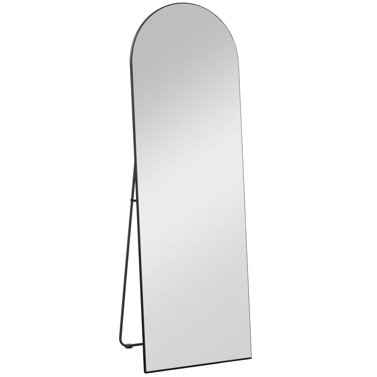 Full-length mirror, frameless, freestanding/wall-mounted, metal stand, 50x150 cm, black
