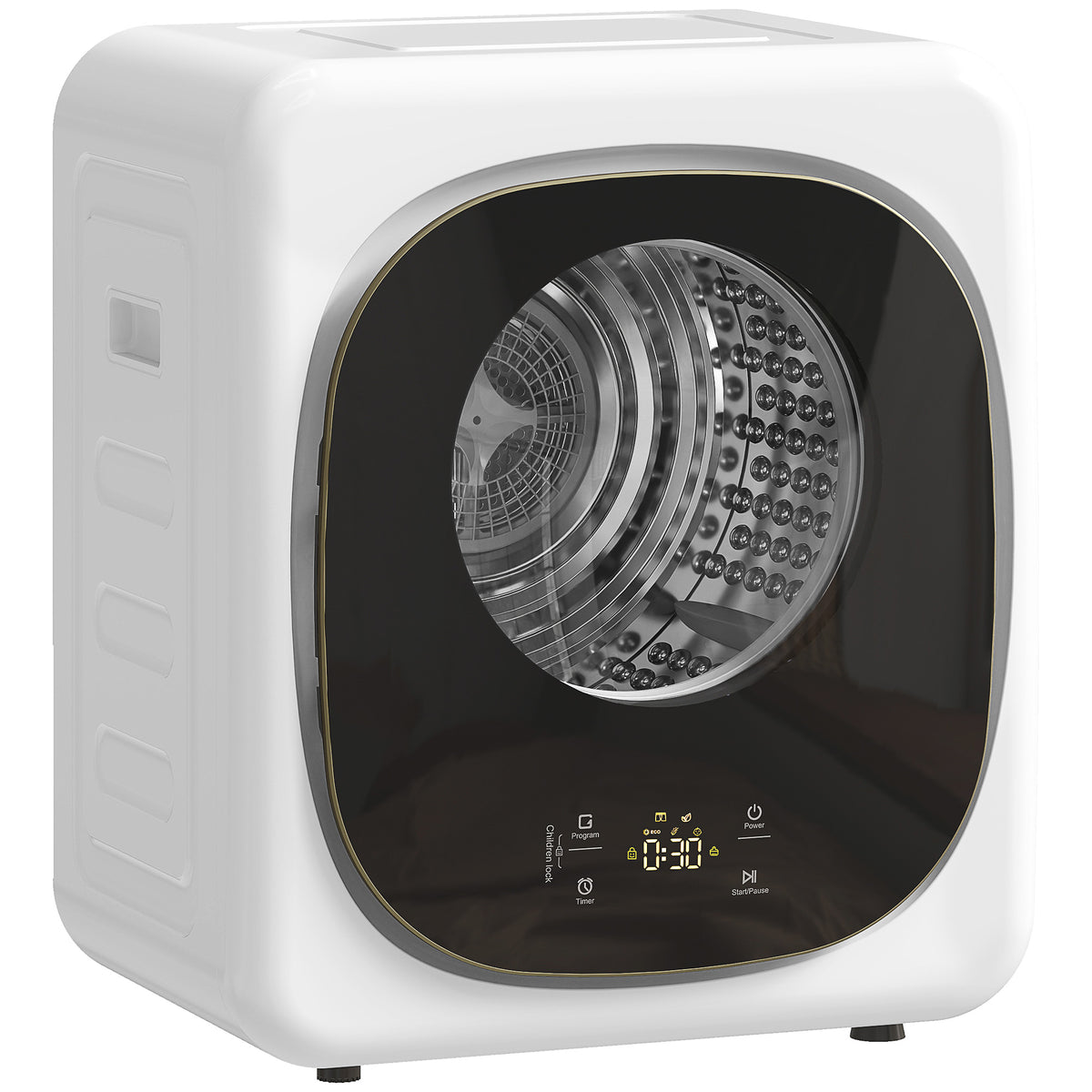 4 kg tumble dryer, compact design, 5 modes, timer, white+black