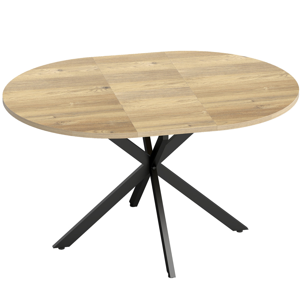 Extendable dining table for 4–6 people, industrial-style kitchen table with spider leg, natural