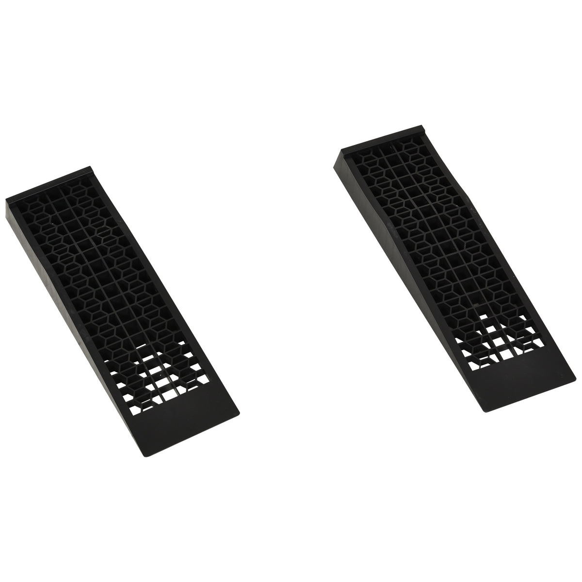 2-piece loading ramp set, threshold ramp, curb ramp, rubber ramps, 3-ton load capacity, plastic, black