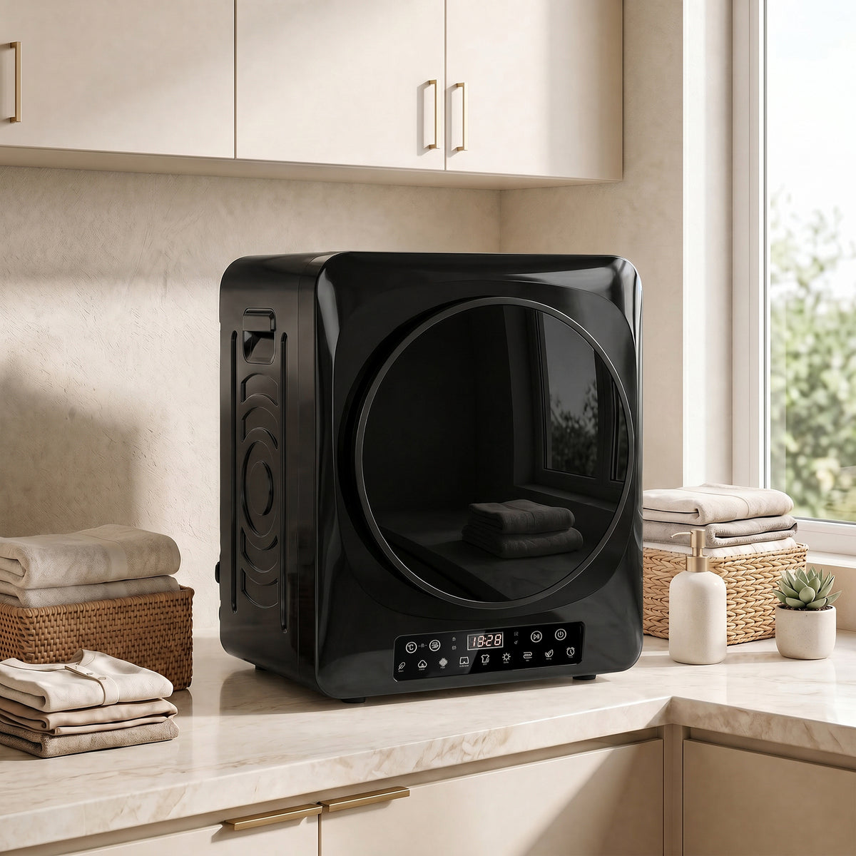 1000 W Compact Vented Dryer with Extra Dry & ECO modes, timer and temperature settings, black (2)