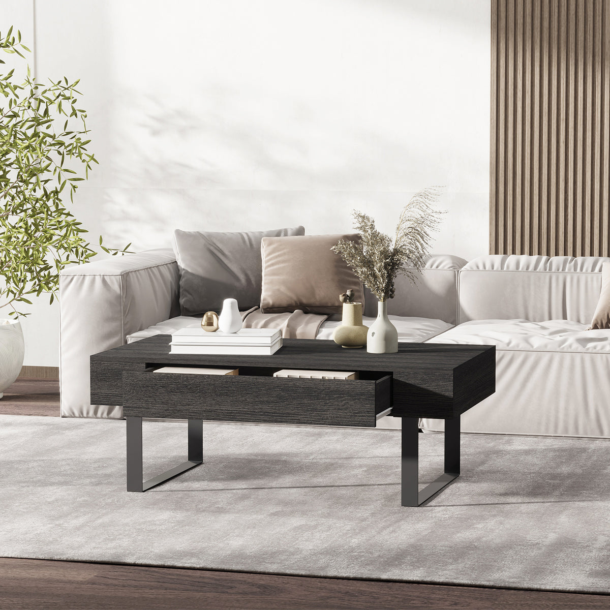 Coffee table living room table with drawer modern sofa table with metal frame side table coffee table for living (2)