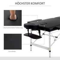 Massage table, 2-section foldable massage bed with faux leather, headrest, armrests, carrying bag (6)