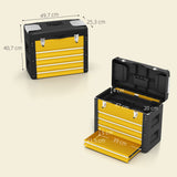 Toolbox empty, 49.7 x 25.3 x 40.7 cm tool chest with 4 drawers, mini-box steel yellow (3)