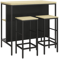 Bar set, 2 bar stools & 1 bar table, stain-resistant, stable, steel frame, black/oak