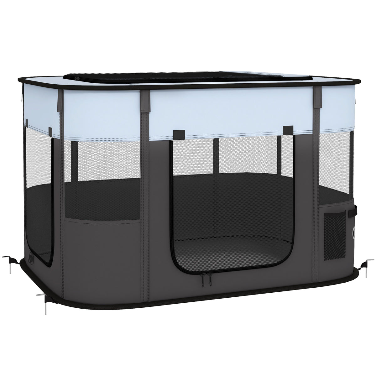 Pet playpen, foldable, with storage bag, for puppies and kittens, indoor and outdoor, grey