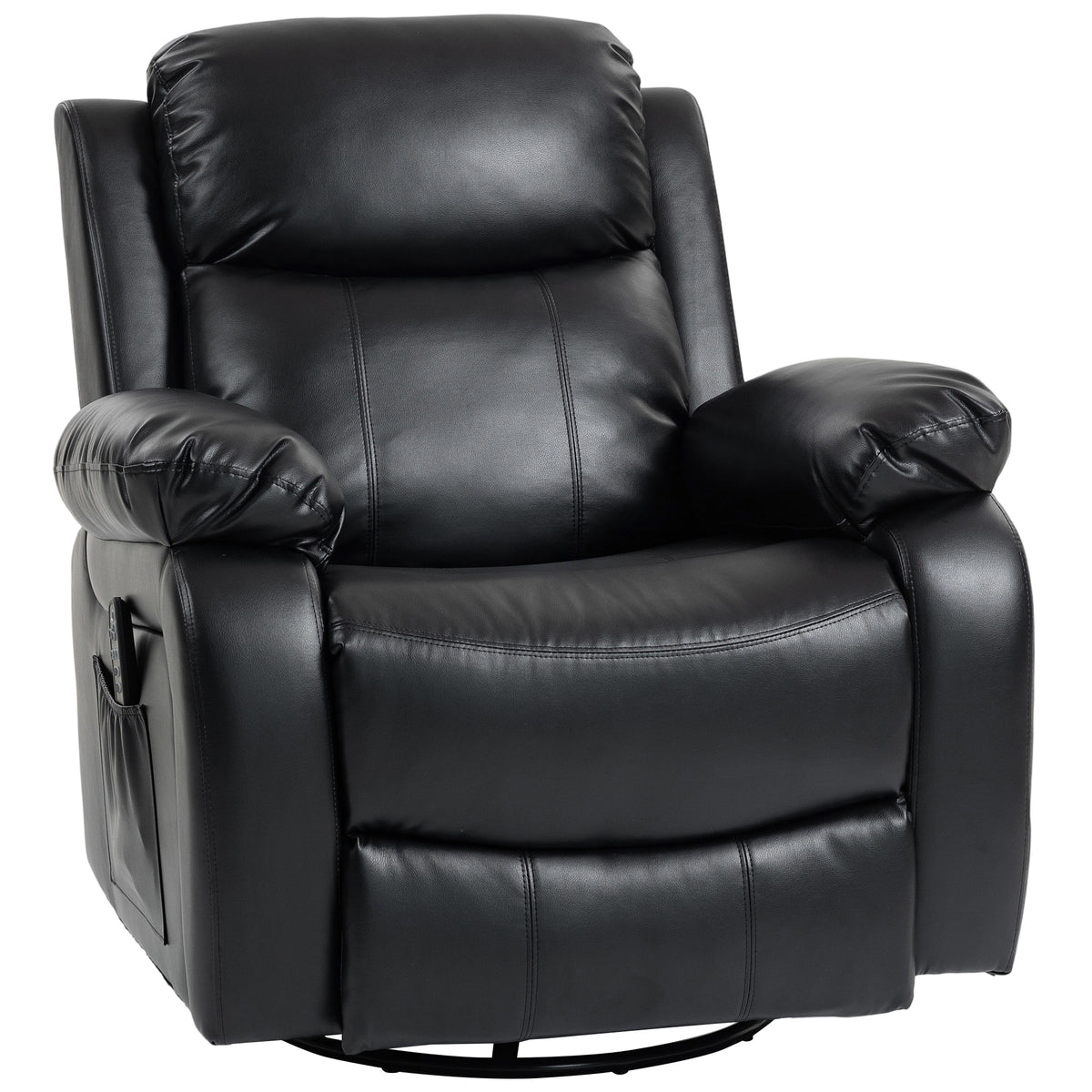 Massage chair with 8 vibration heads, recliner, adjustable backrest + footrest, black