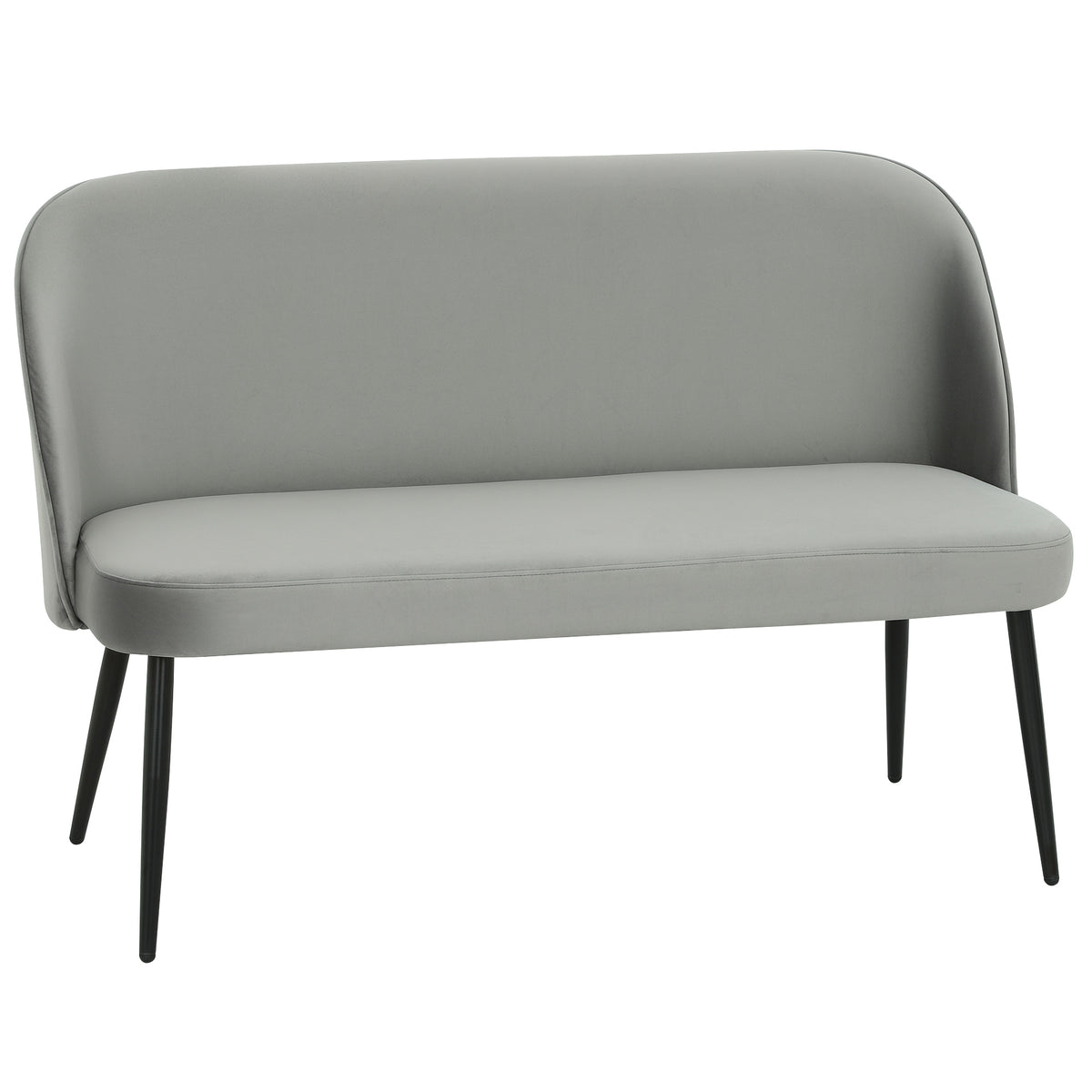 2-seater sofa, modern upholstered couch with metal and wood frame, velvet-like fabric cover, gray