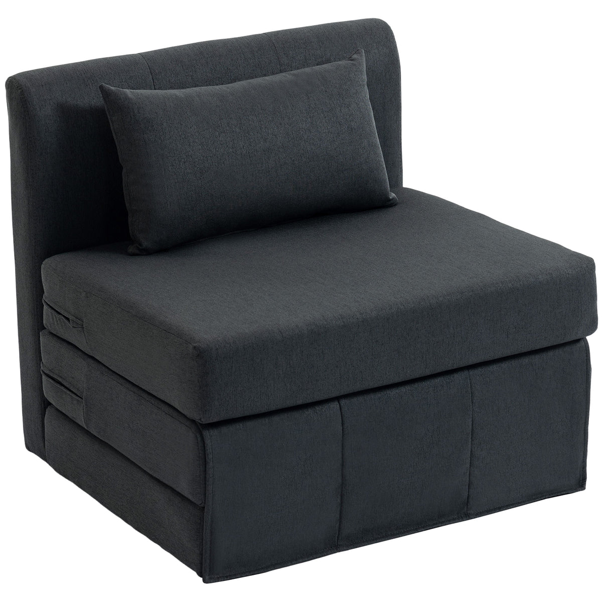 2-in-1 Sleeper Chair, Foldable Sofa Bed with Linen Texture, Padded Guest Bed Folding Chair, Dark Grey