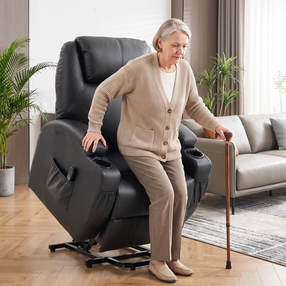 Recliner chair with lift assist, electric TV armchair with reclining function, remote control with USB port (2)