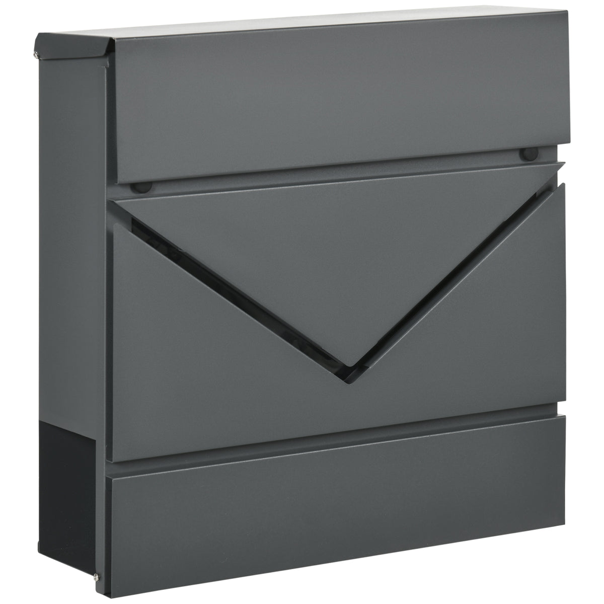Mailbox with lid, 2 bottom drainage holes, steel, with lock, gray