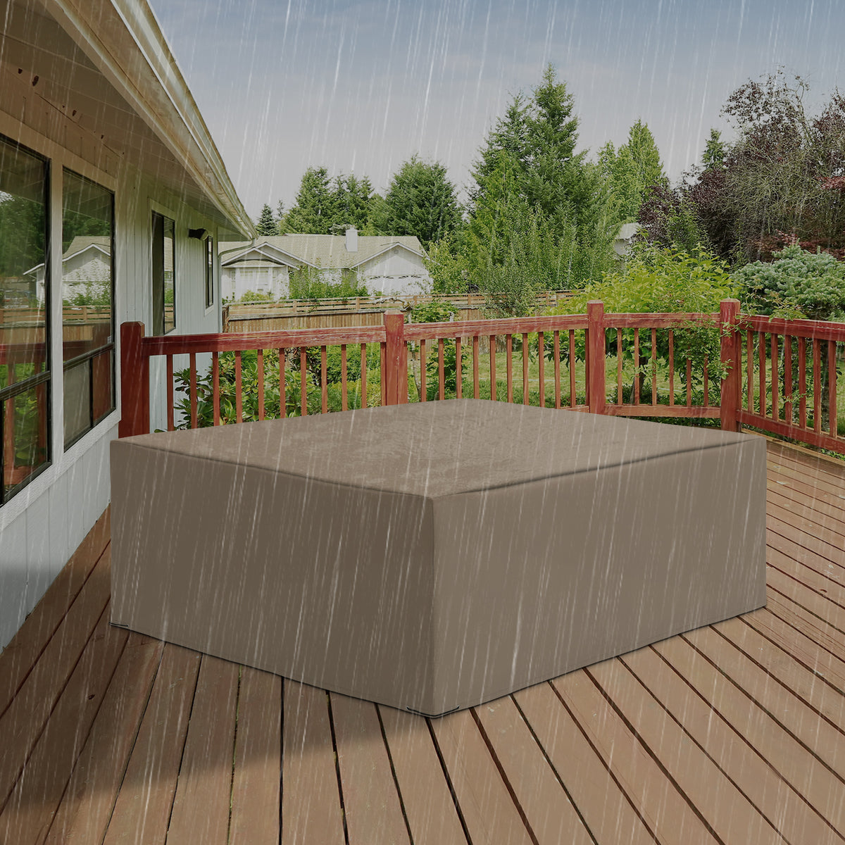 Garden Furniture Cover Winterproof Waterproof Tarpaulin Oxford 275 x 205 x 90 cm Beige (2)