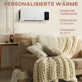 Electric heater, wall-mounted, oscillation function, 2 modes, timer, LED display, white (4)