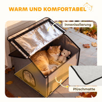 Foldable cat house, cat hut with cushion, elevated water-resistant cat cave 62 x 58.5 x 60 cm, grey (7)