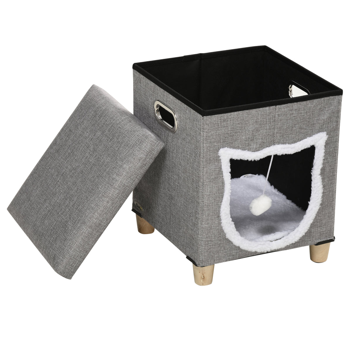 Cat cave, cat house, incl. play ball, washable cushion, 35.5 cm x 35.5 cm x 42.5 cm (10)