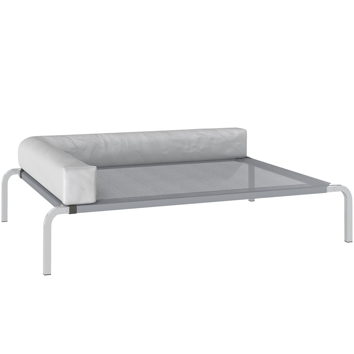 Outdoor Dog Cot, Elevated Dog Bed for Medium-Sized Dogs, with L-Shaped Cushion 110x75x30cm, Light Gray