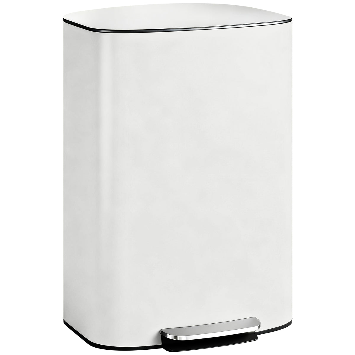50-Liter Kitchen Trash Can, Pedal Bin with Stay-Open Function, Soft-Close Lid, Pedal, Cream White