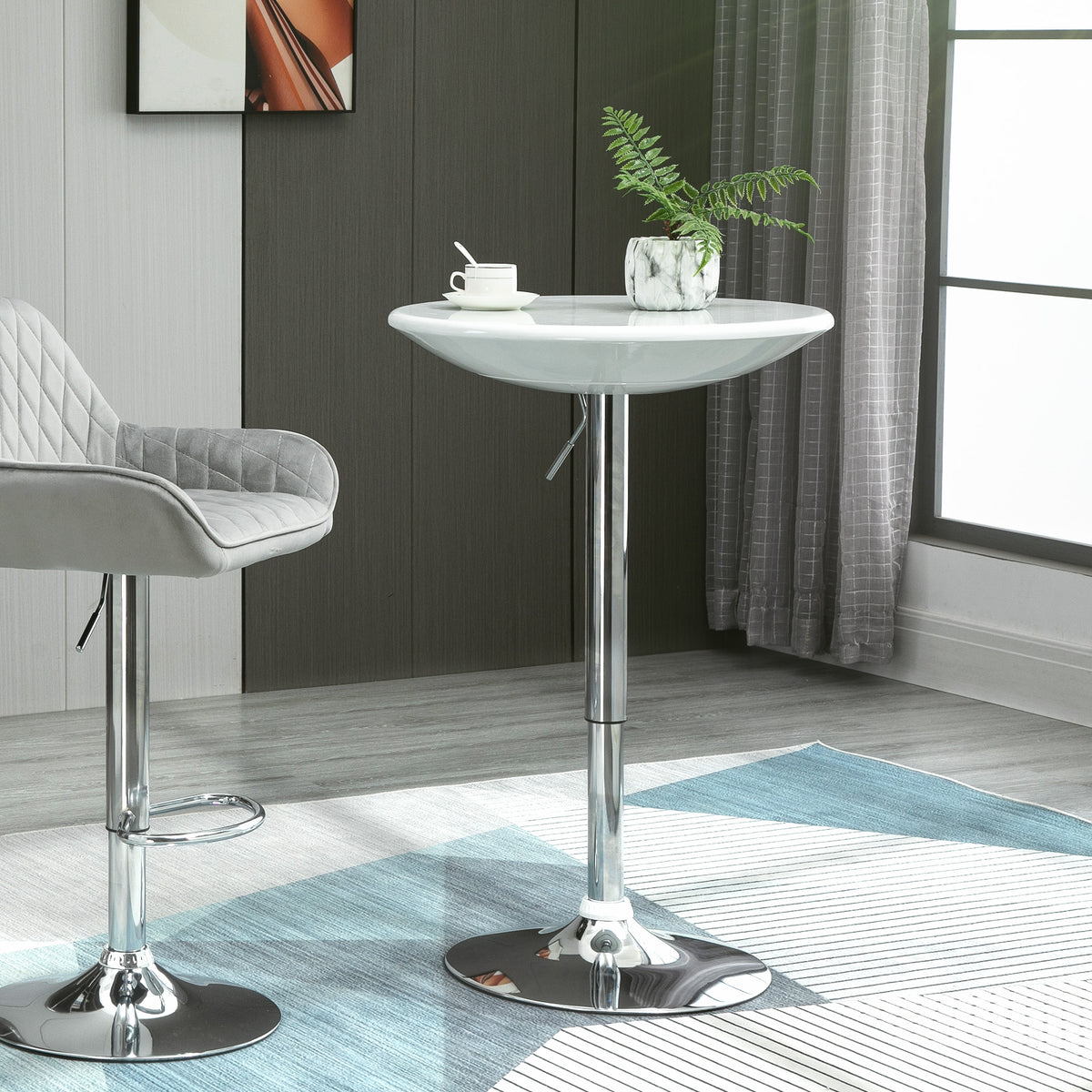 Bar table modern dining table height-adjustable bistro table standing table counter table desk round metal ABS (2)