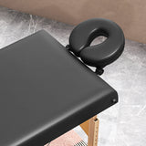 Height-adjustable massage table, wooden frame, foldable massage bed, foam padding, black (9)