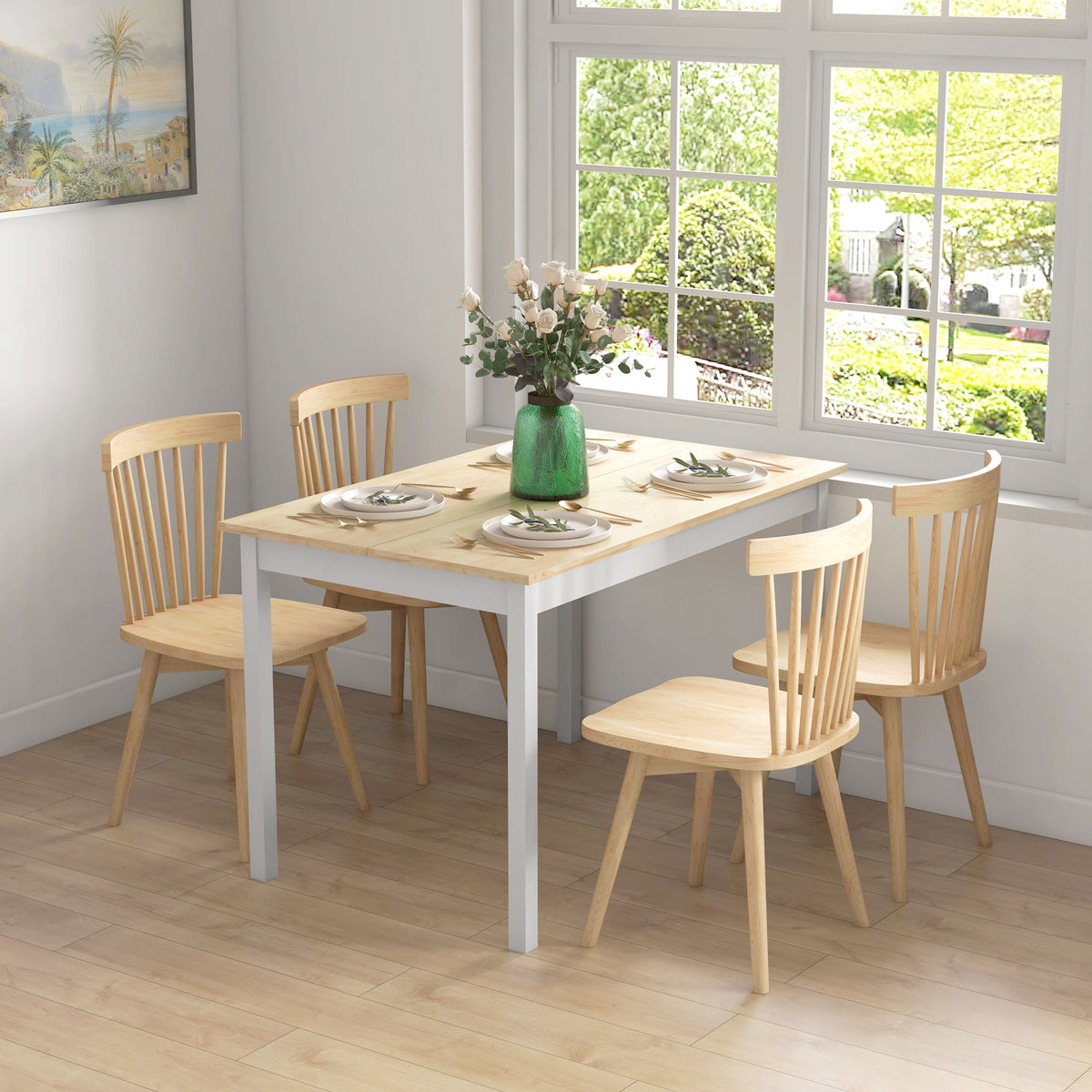 Dining table, 120 x 75 cm kitchen table in country house style for 4 people, wooden table for living room (2)