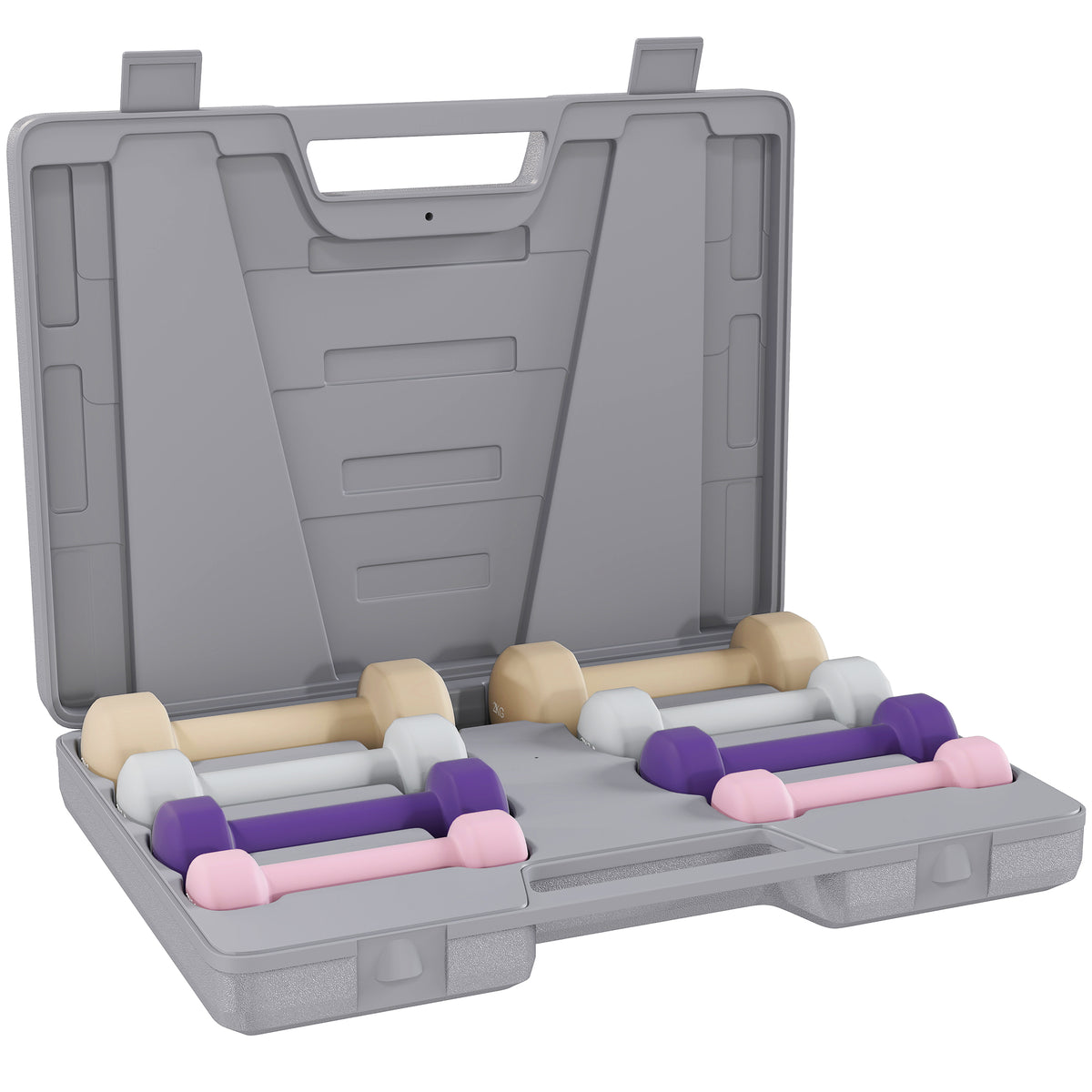 Dumbbell set 4 pairs 0.5kg-10kg dumbbells with case, cast iron dumbbell set, hexagon