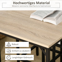 Bar table set, high table with 4 bar stools, 5-piece table set, steel/oak (7)