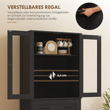 Kitchen cabinet, sideboard, acrylic front, drawers, 76 x 40 x 182.5 cm, black (6)